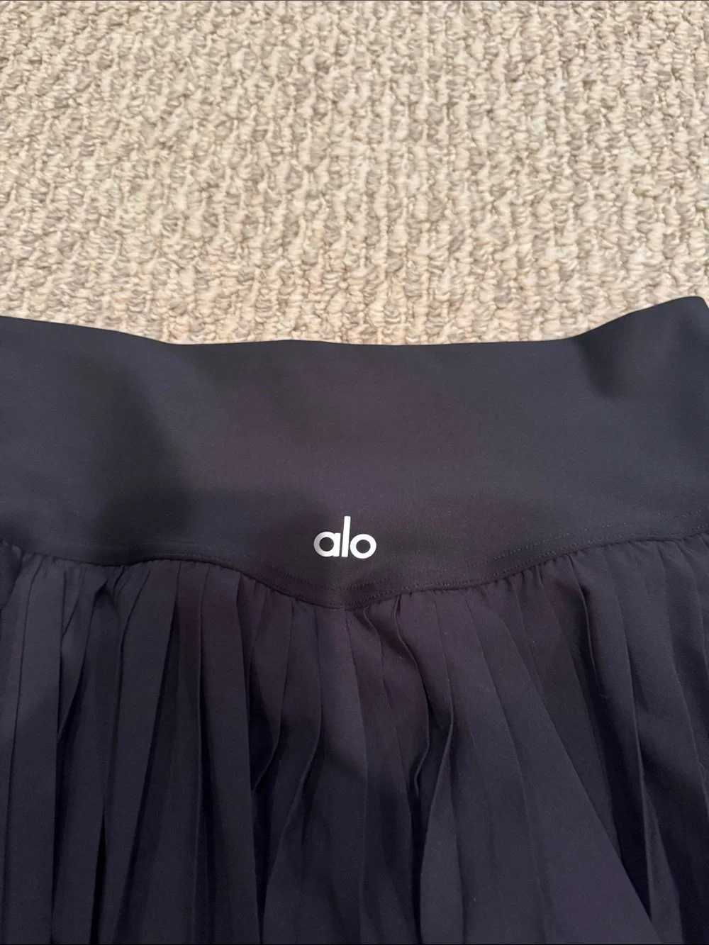 ALO Yoga Black Pleated Skater Skirt